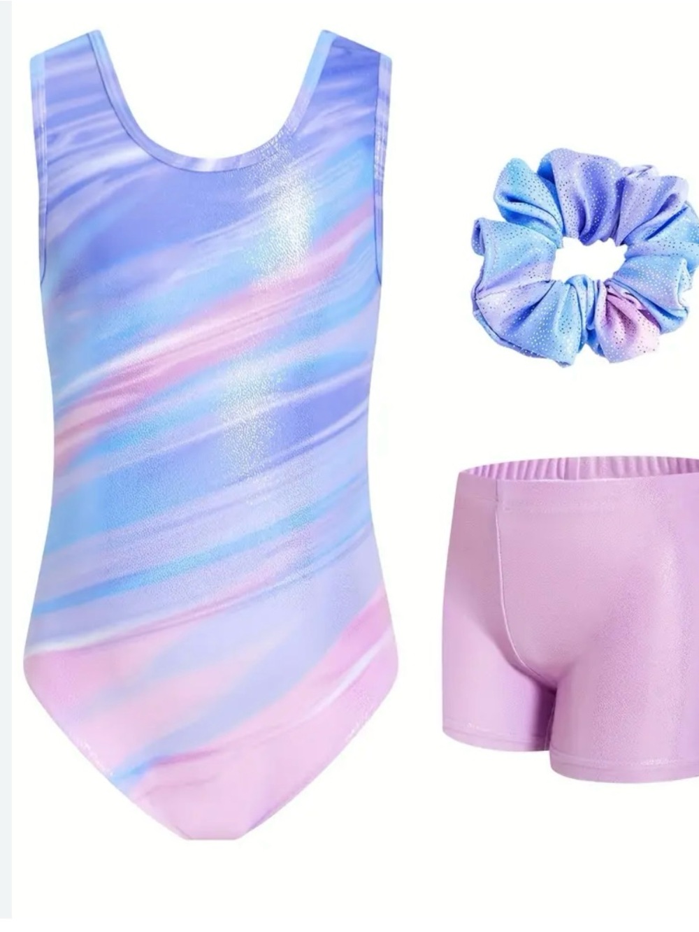 Pastel Blue Lavender Pink Gradient Girls Swimsuit Set
